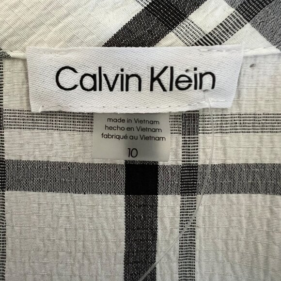 Calvin Klein NEW Gauze Windowpane Short Sleeve Shirtdress Size 10 - Picture 13 of 16